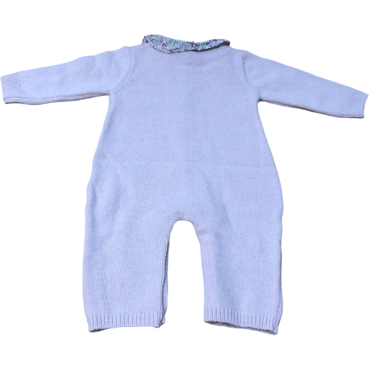 Trotters Baby Playsuit Girls Pink Wool Blend Floral Collar
