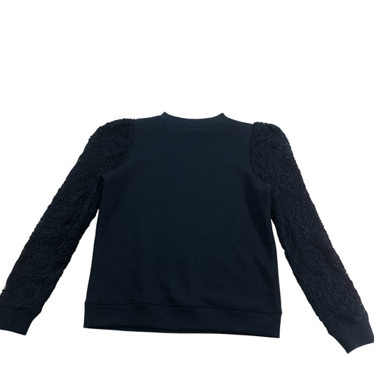 Branded Black Sweatshirt Women's Embroidered Sleeve Cotton Blend UK 8