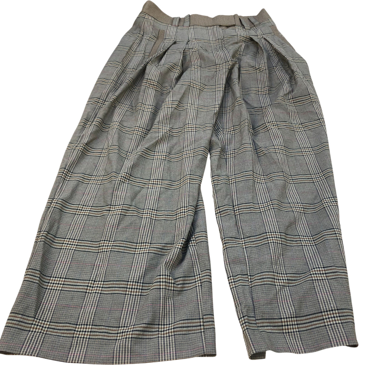 River Island Women's Trousers UK12 High Waist Checked Design Pleated Style