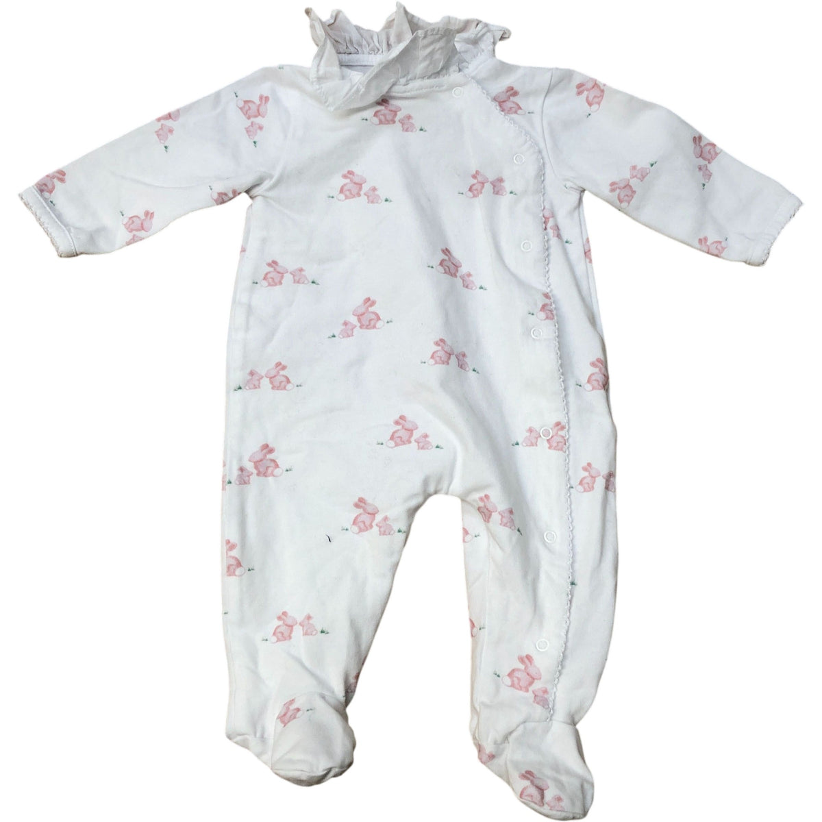 Lapinou Bunny All In One Baby Pink Floral Organic Cotton 1-3M