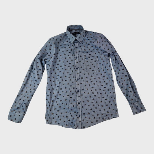 Casa Moda Blue Leaf Shirt