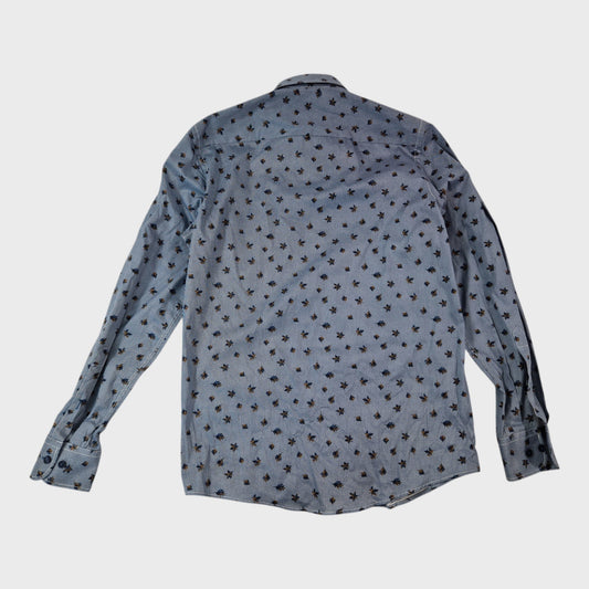 Casa Moda Blue Leaf Shirt