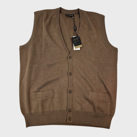 Franco Ponti Taupe Sleeveless Cardigan