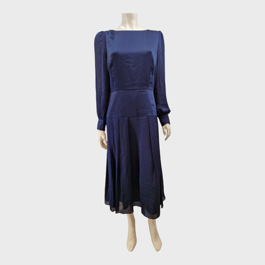 Branded Navy Pleated Dress