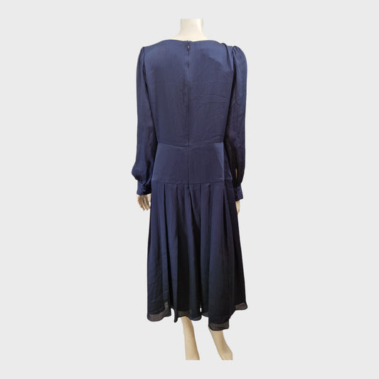 Branded Navy Pleated Dress