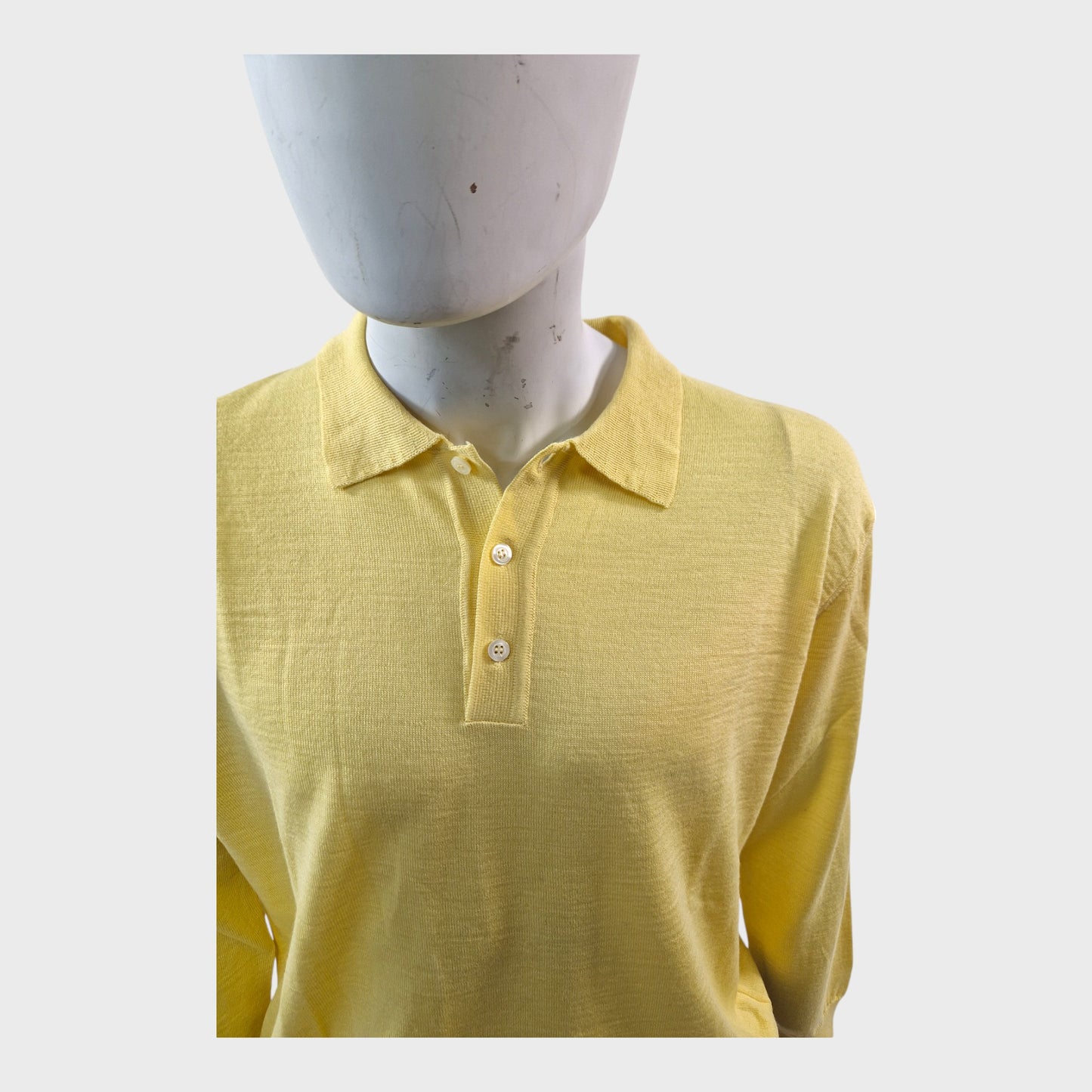 Franco Ponti Yellow Merino  Long Sleeve Polo Shirt