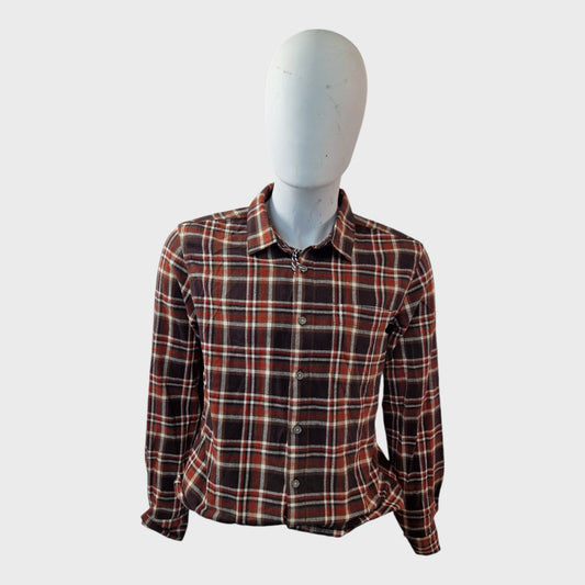 Branded Chocolate Check Shirt - Size Medium