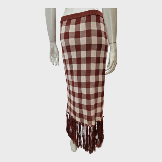 Kitri Brown Gingham Skirt - Size 10