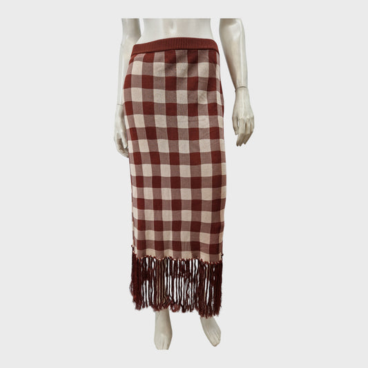 Kitri Brown Gingham Skirt - Size 10