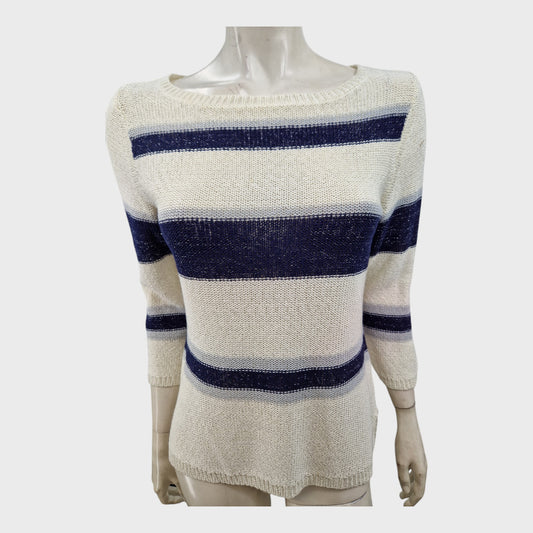 Precis Ivory/Blue Striped Jumper - Size 8