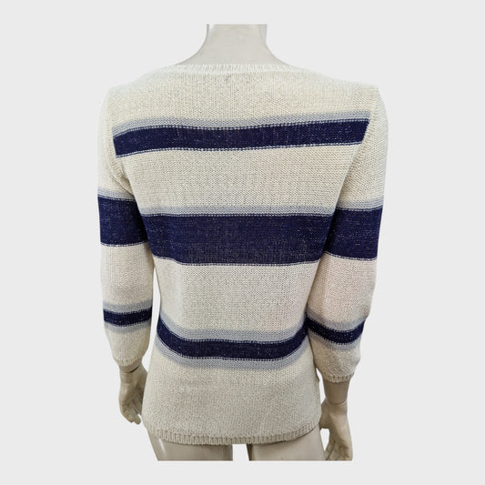 Precis Ivory/Blue Striped Jumper - Size 8