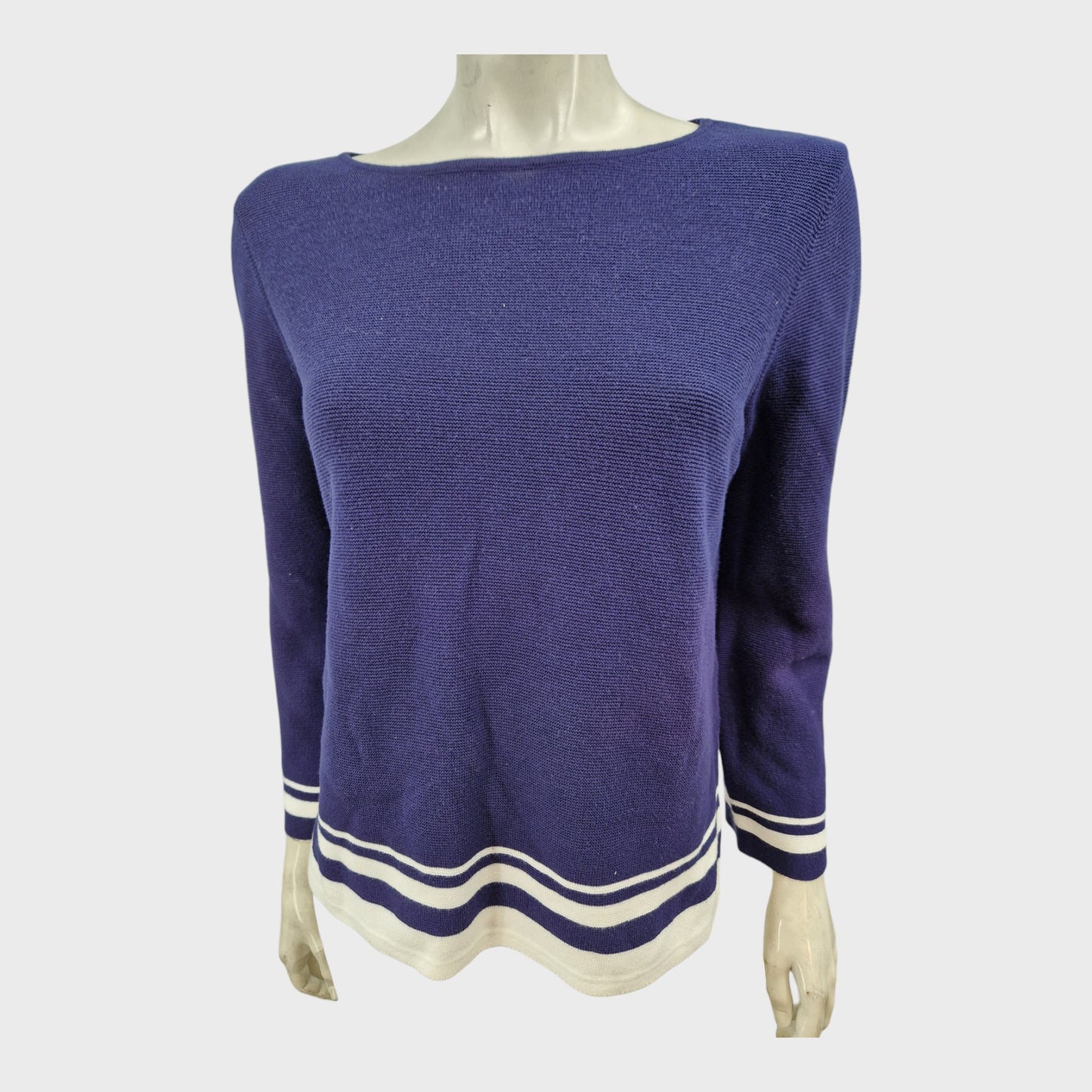 Branded Navy/White Stripe Jumper - Size 8