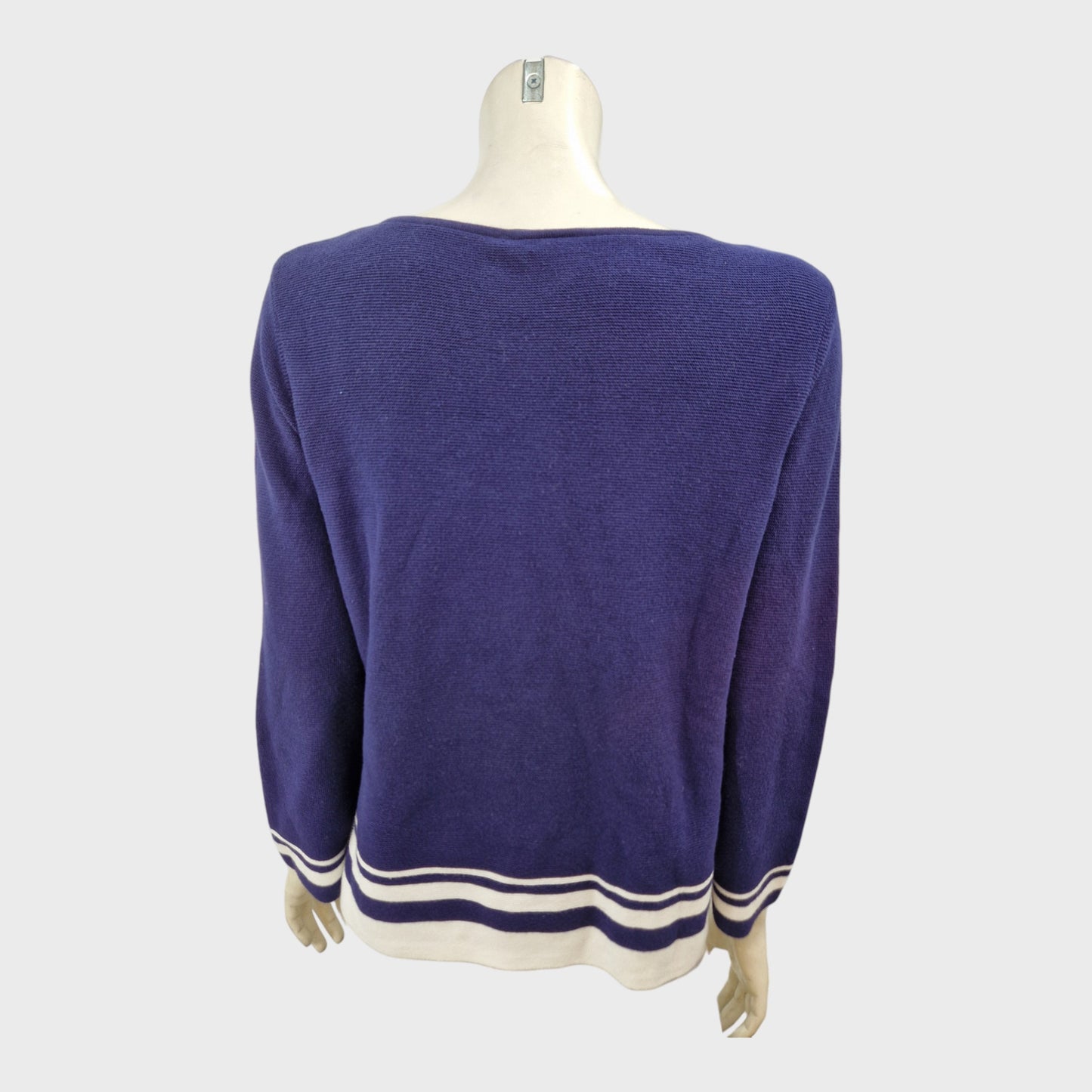 Branded Navy/White Stripe Jumper - Size 8