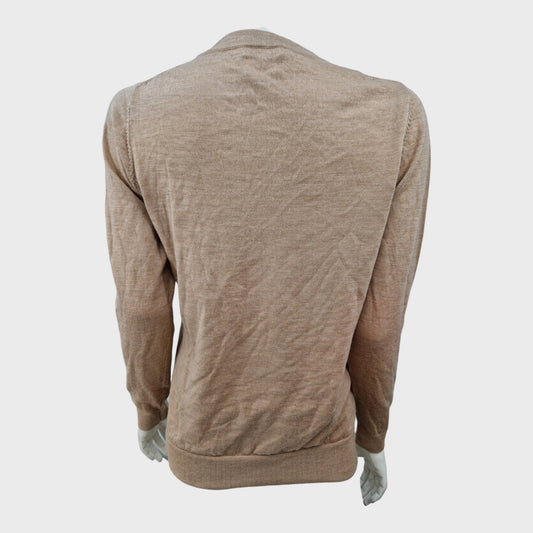 Branded Camel Merino Jumper - Size 14