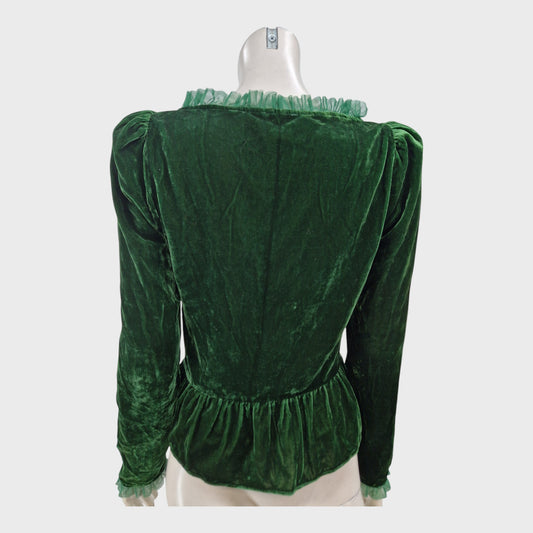 Kitri Sabine Green Velvet Top - Size 10