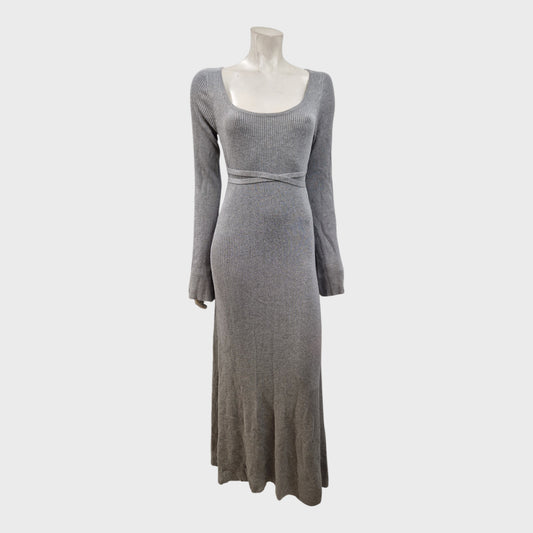 Kitri Grey Ribbed Knit Dress - Size 8