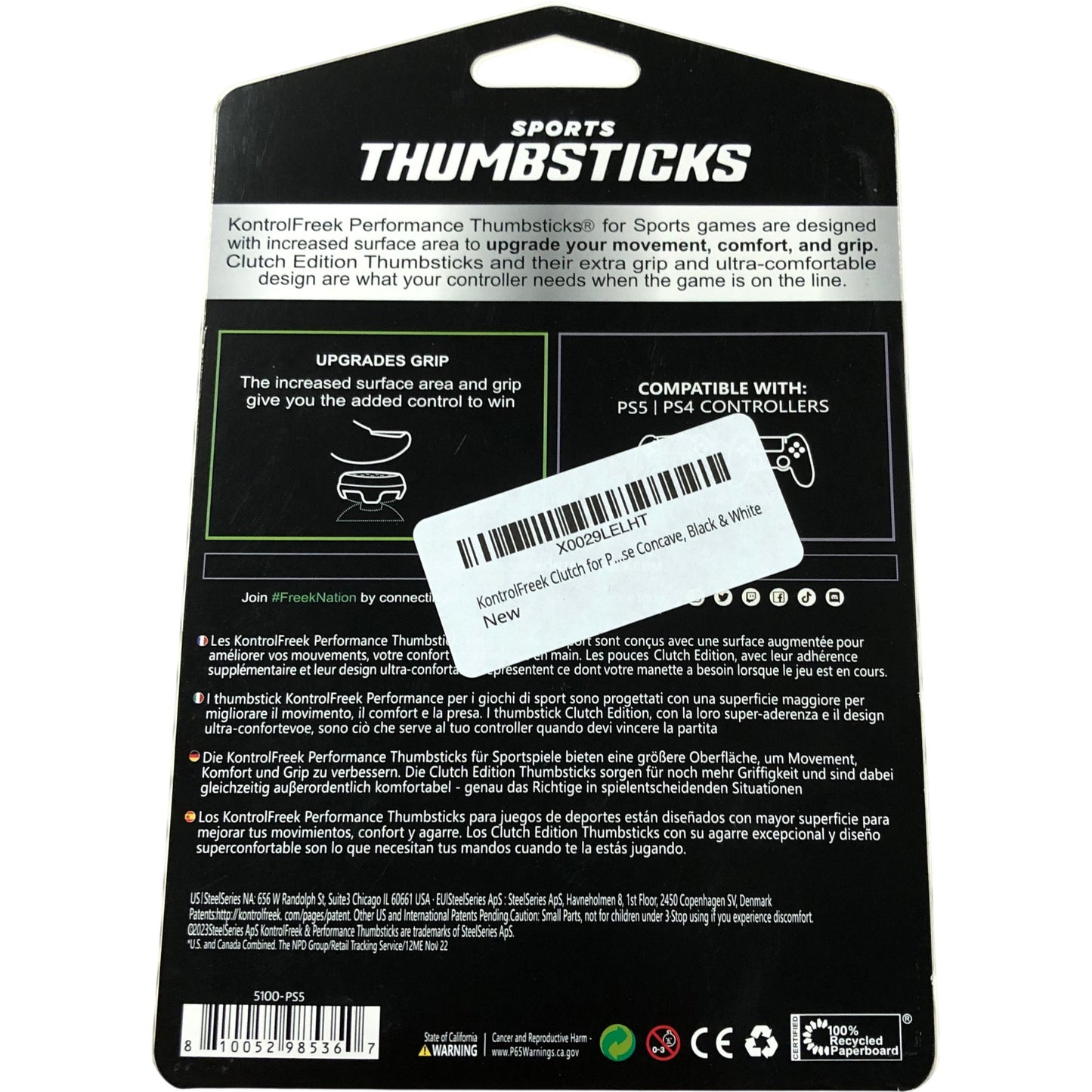 KONTROLFREEK Sports Thumbsticks Clutch Edition PS5 PS4 White Low Rise Grip