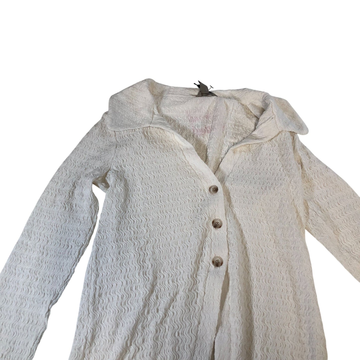 River Island UK6 Women's White Long Sleeve Shirt Textured Fabric Button Up