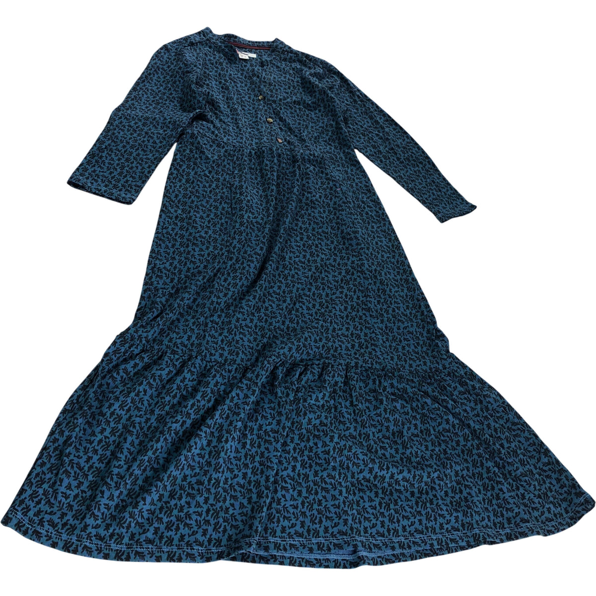 Floral Maxi Dress UK6 Women's Long Sleeve Teal
