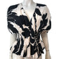 River Island Size 8 Women's Blouse Black Floral Puff Sleeve Top
