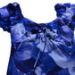 Women's Purple UK14 Floral Print Dress with Ruffled Sleeves