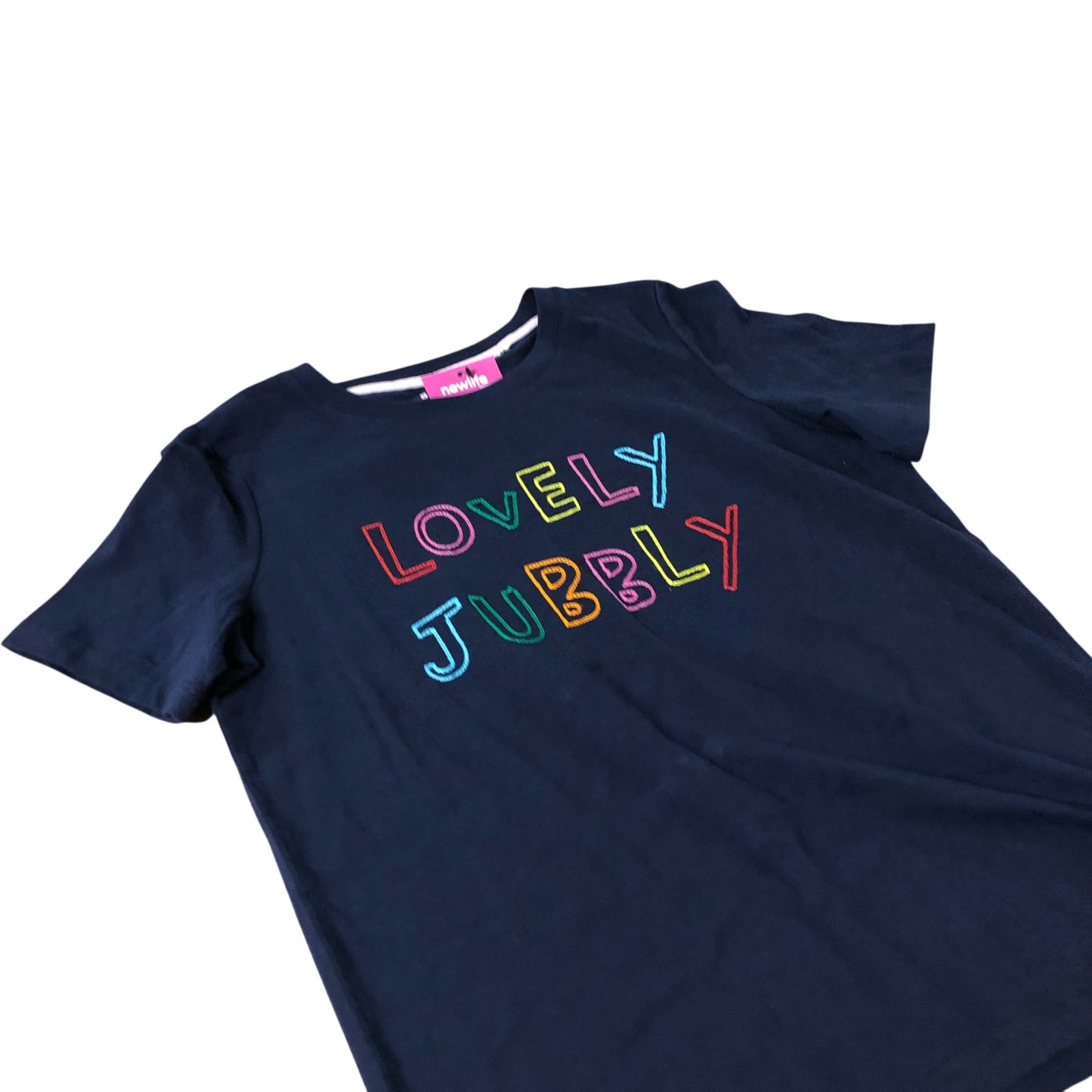 Lovely Jubbly T-Shirt Women's Short Sleeve Cotton Navy UK6