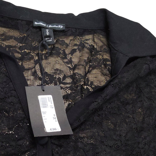 River Island Women's Black Lace Cardigan Size 6 Stylish Long Sleeve Cover-Up