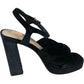 Black Velvet Platform High Heels - Knot Design - Size UK 6