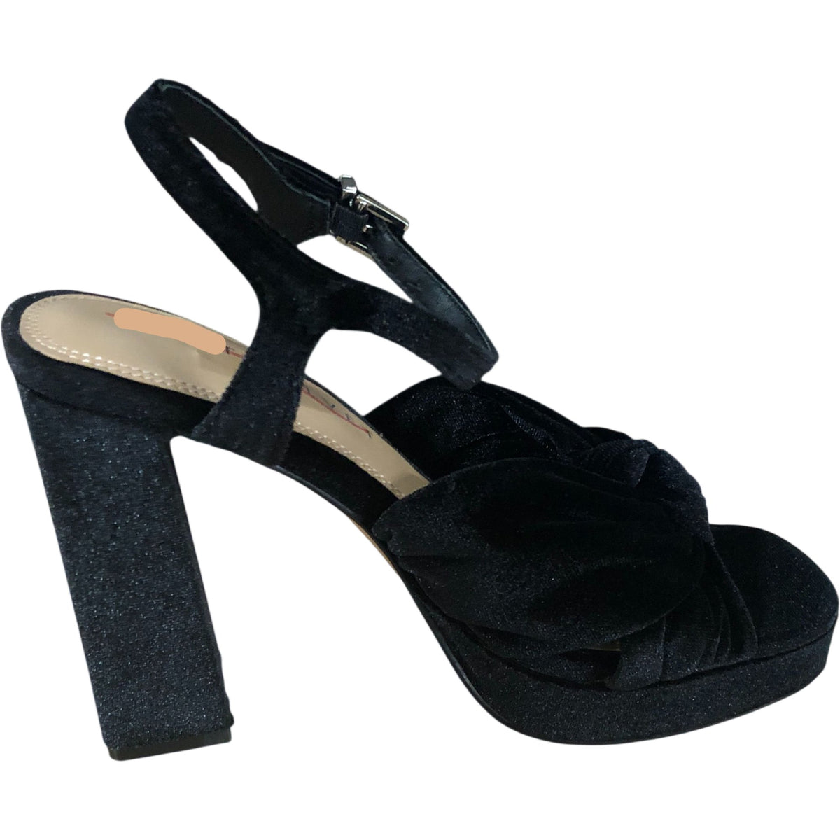 Black Velvet Platform High Heels - Knot Design - Size UK 6