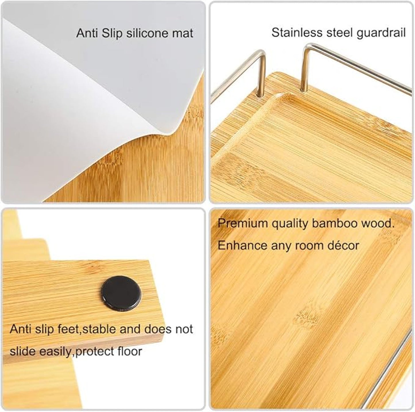 FOREYY Adjustable Raised Dog Bowls,Bamboo Elevated Feeder Stand