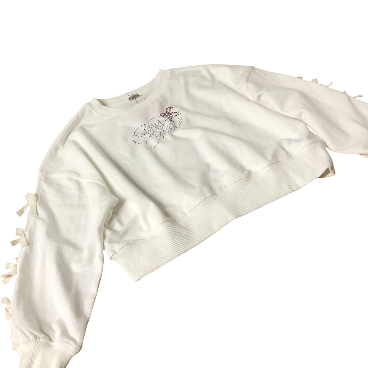 River Island Cropped Sweatshirt White With Embroidery 9-10 Years
