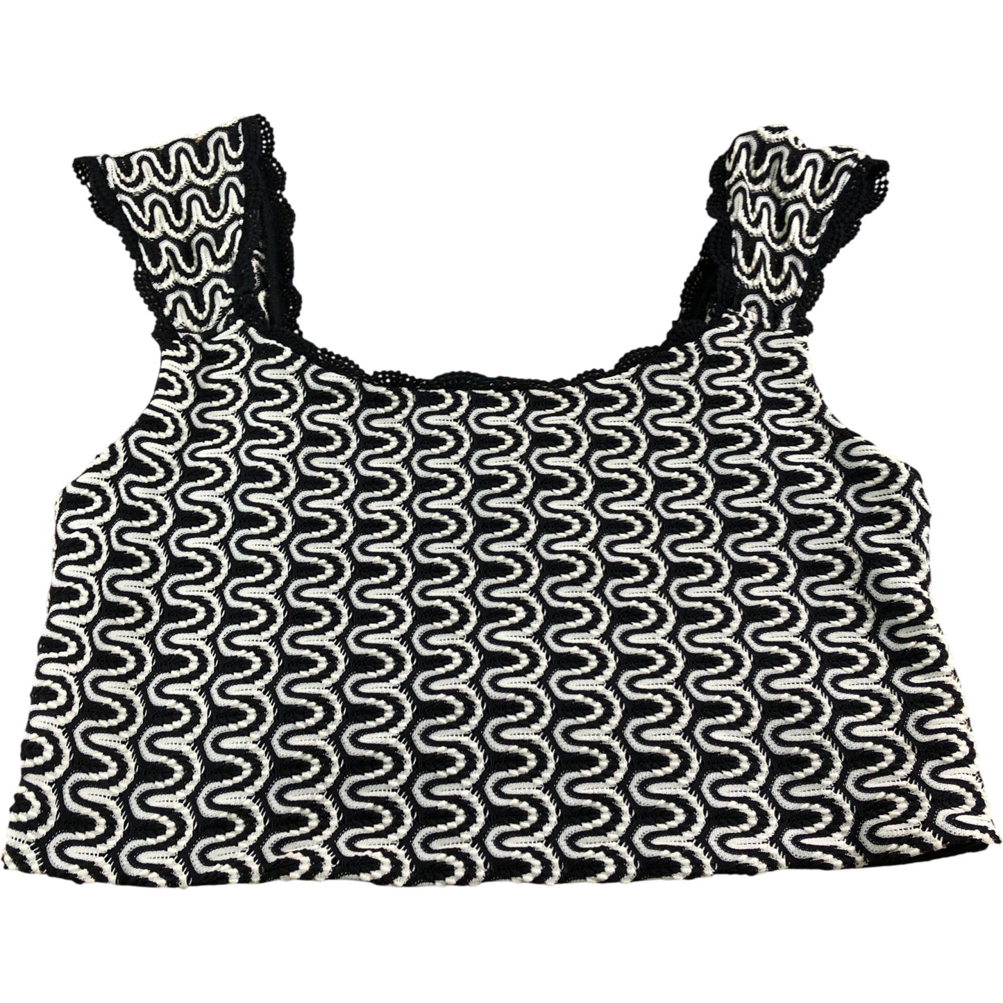 River Island Black And White Patterned Textured Crop Top - Size 14