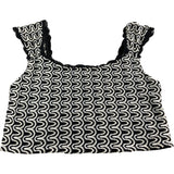 River Island Black And White Patterned Textured Crop Top - Size 14