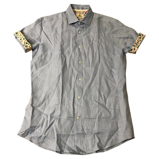 Joules Regular Fit Shirt 151/2 R Men's Casual Blue Floral Cuff Short Sleeve