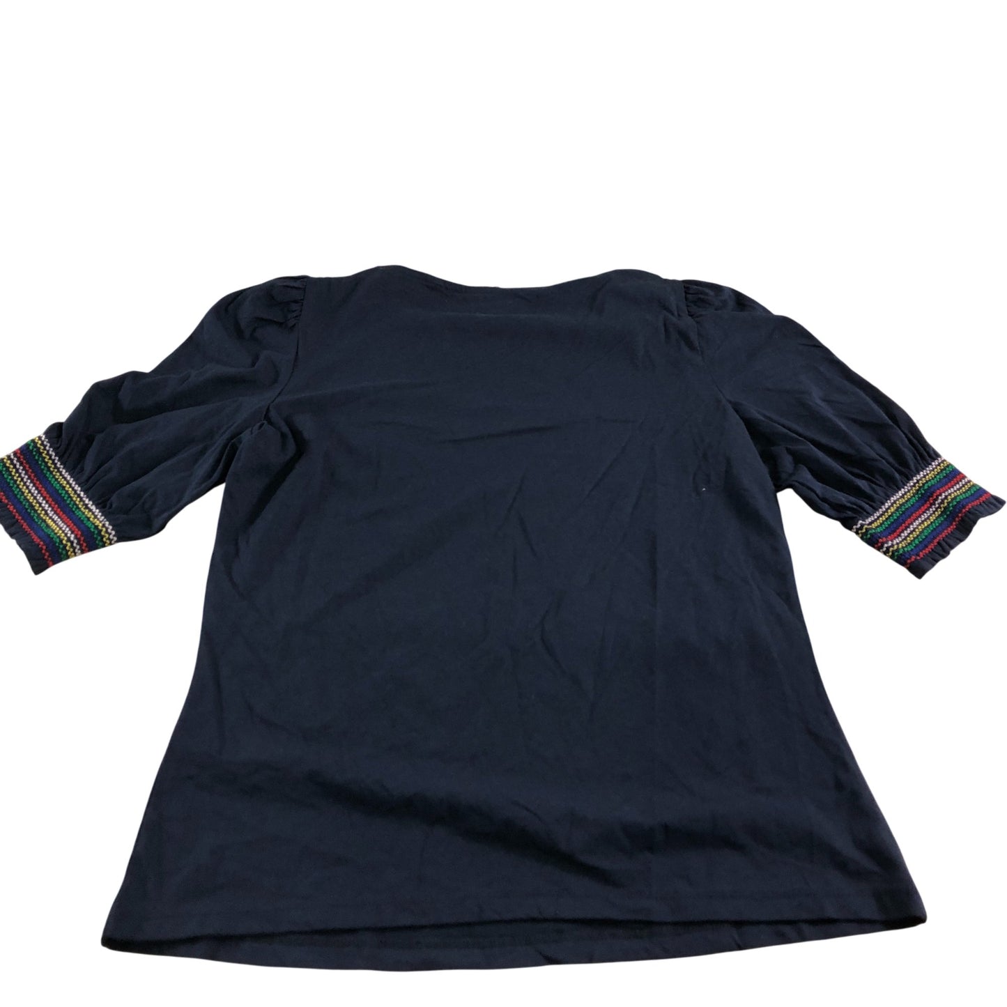 Boden Women's Navy Top Puff Sleeve Lightweight Cotton Blend UK10