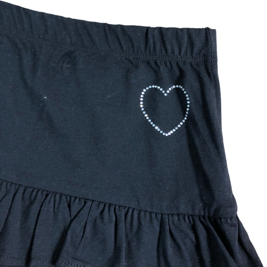 RIVER ISLAND Girls Black Frill Skirt Size 11 12 Years Heart Detail