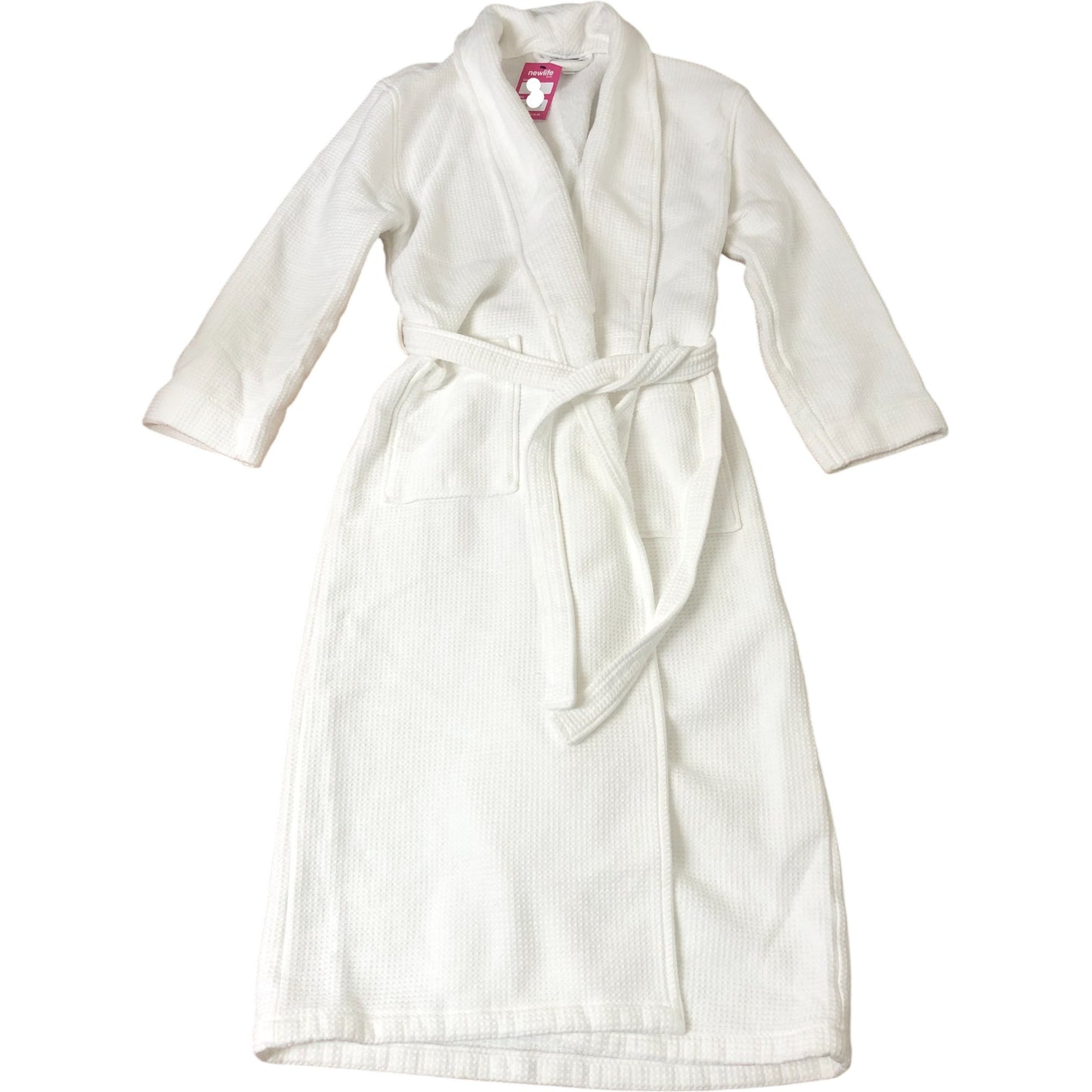 White Waffle Robe Soft 100% Organic Cotton Bathrobe With Belt M