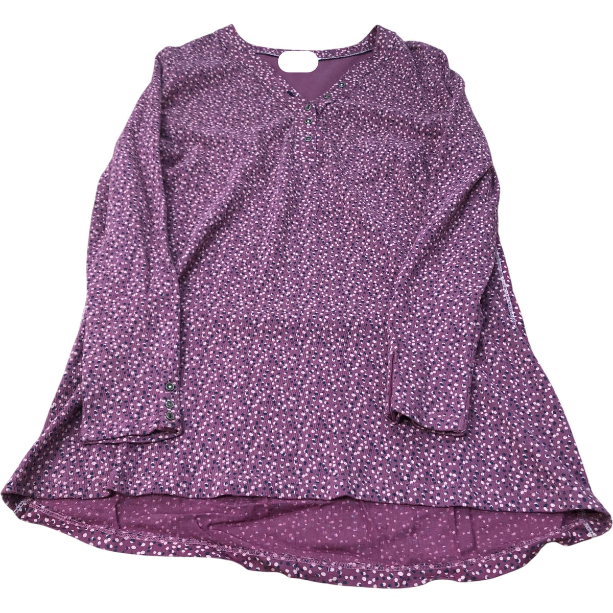 Long Sleeve Tunic Top UK8 Women's Floral Pattern Viscose Cotton Blend