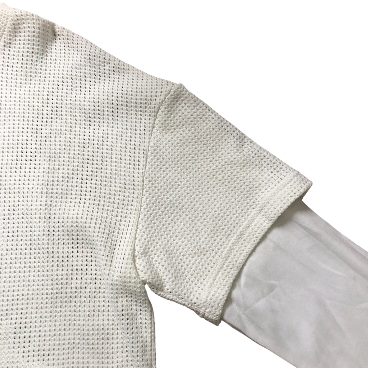 River Island Oversize Cream & White Waffle Knit Long Sleeved Top Size S