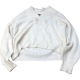 River Island Cream Oversized Sweater UK Size M Women's V Neck Knitted Pullover