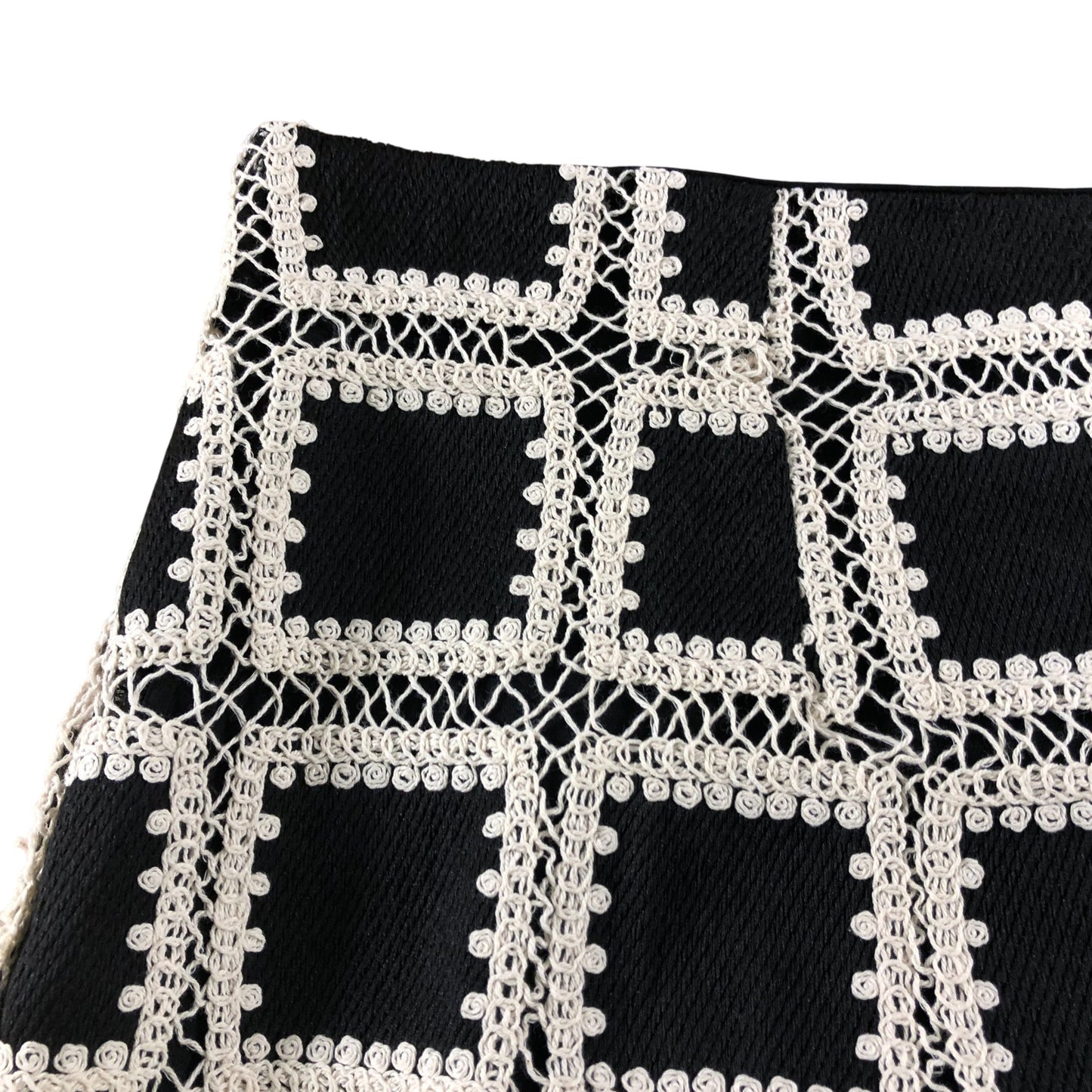 River Island Women's Black White Crochet A-Line Skirt - Size 18
