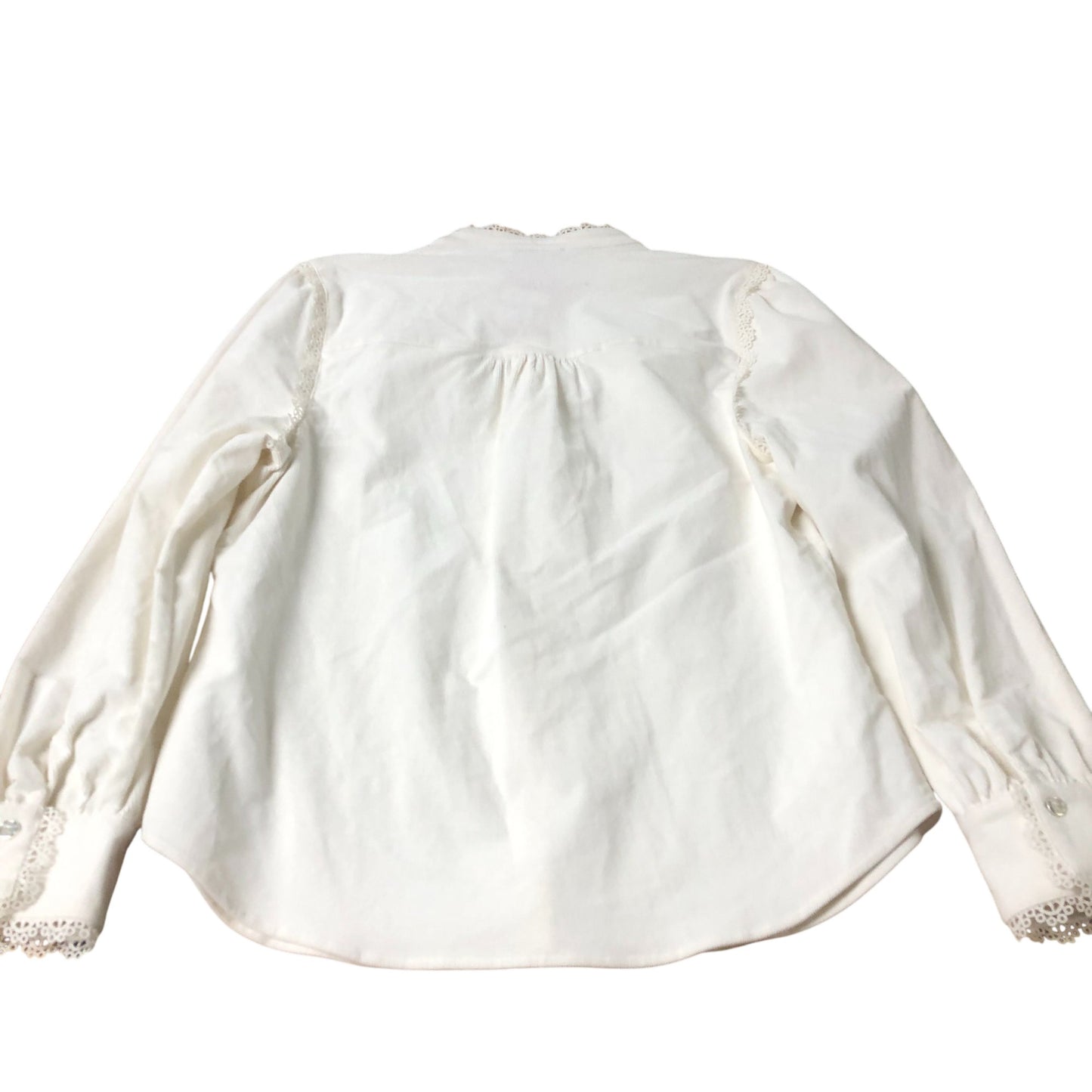 Blouse Women's White Long Sleeve Cotton Blend Button Detail Large