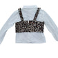 River Island Girls Leopard Print Crop Top UK9 Years Women's Long Sleeve