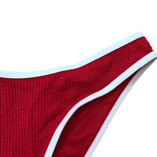 River Island Poolside Bikini Bottoms Women's Red Swimwear High Waisted Size 8