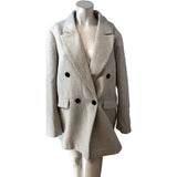 Stylish Oversized Herringbone Coat UK XL Women's Warm Double Breasted Jacket