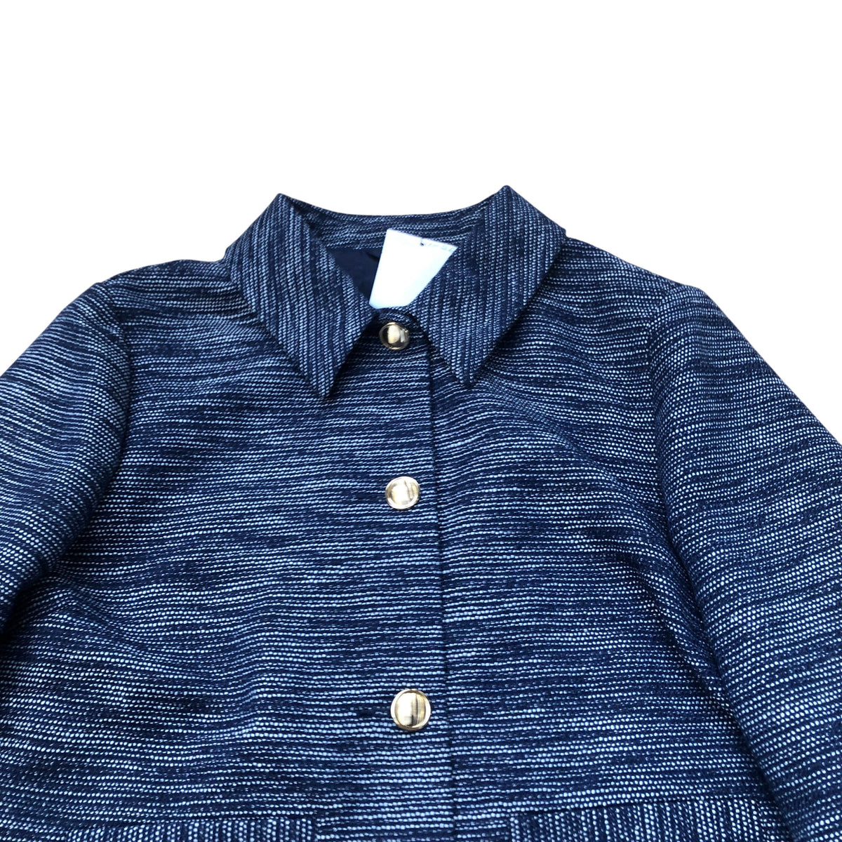 Stylish Jacket Women's Blue Textured Design With Buttons UK18