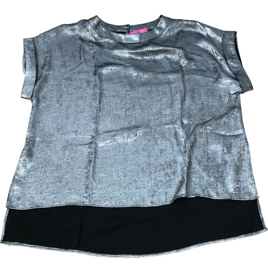 River Island Stylish Metallic Silver Blouse UK8 Women's Short Sleeve Top