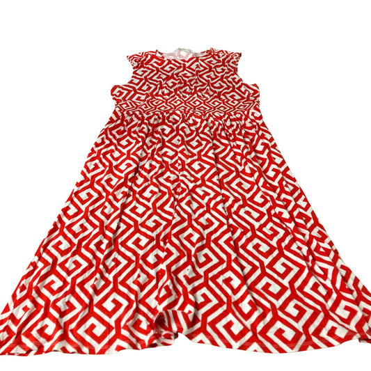 Boden Red White Geometric Pattern Dress Women's Sleeveless Casual UK20