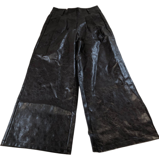 River Island Wide Leg Trousers UK6 Women's Faux Leather High Waist Black