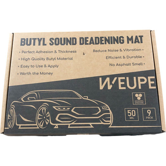 W'EUPE Butyl Sound Deadening Mat 50 Mil 9 Pack Easy To Use Reduce Noise Silver